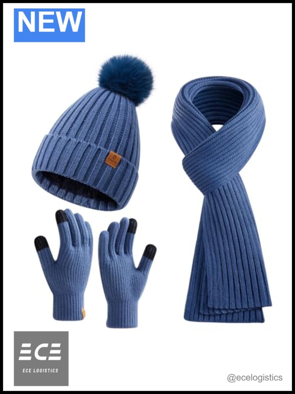 Women's Winter Beanie Hat Scarf & Touchscreen Gloves Set Acrylic Fleece Lined